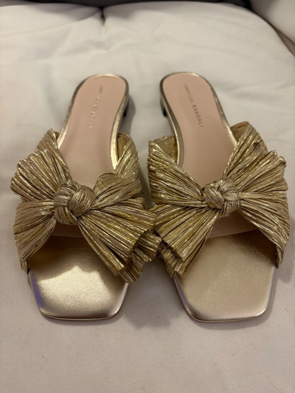 Loeffler Randall Daphne Gold Bow Slide Sandal